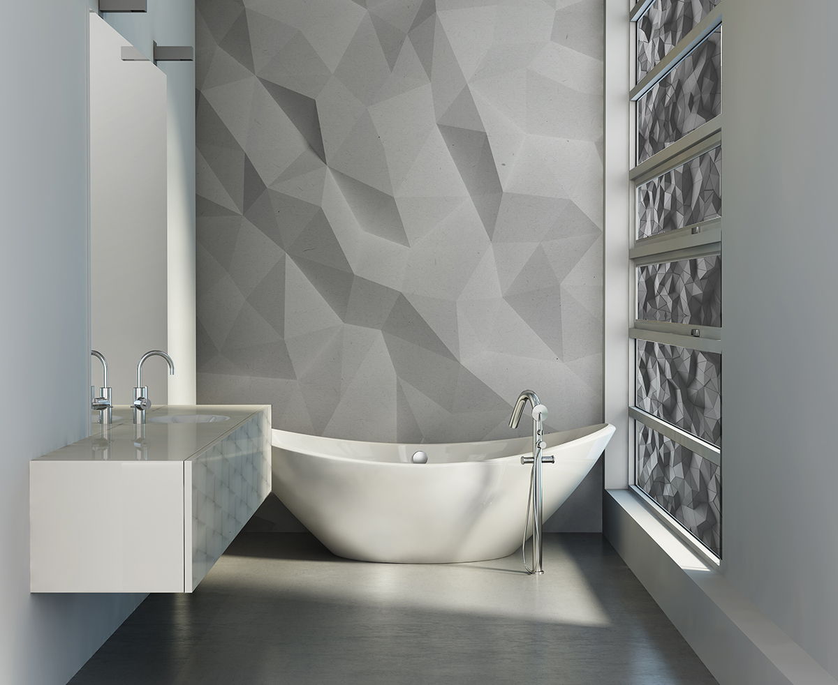 Gray 3D • Bathroom - Minimalist - Abstraction - Wall Murals - Stickers