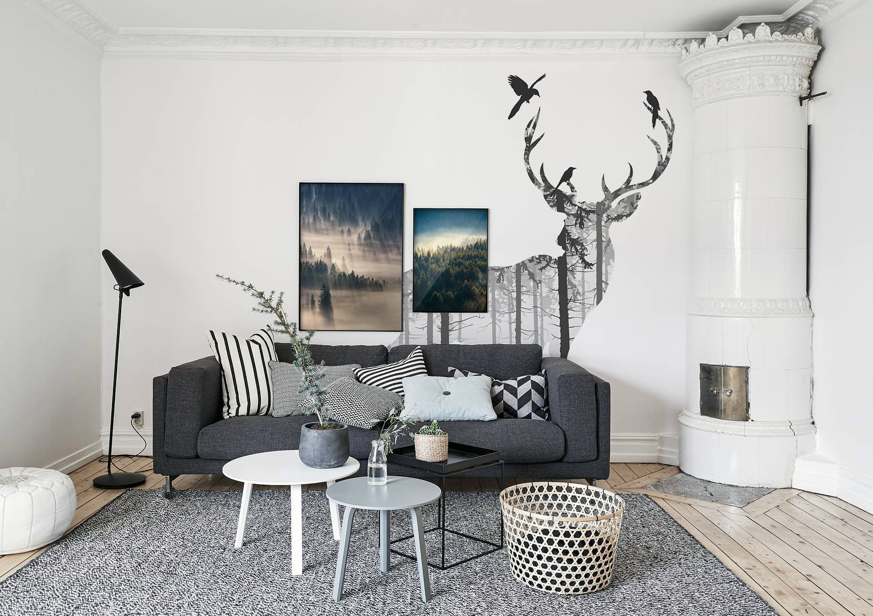 Mysterious woods • Scandinavian - Living room - Animals - Landscapes - Posters - Stickers