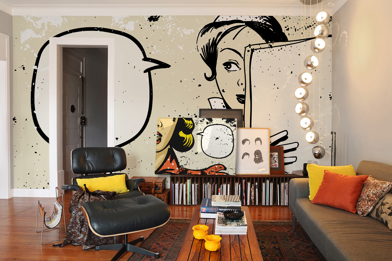 Conversation • Retro - Living room - People - Art & lifestyle - Wall Murals - Prints