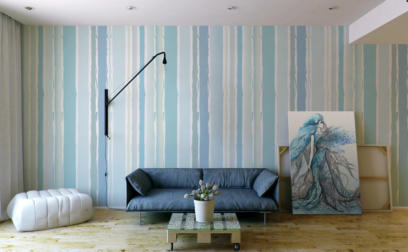Lady Mermaid • Minimalist - Living room - People - Textures and patterns - Wall Murals - Prints