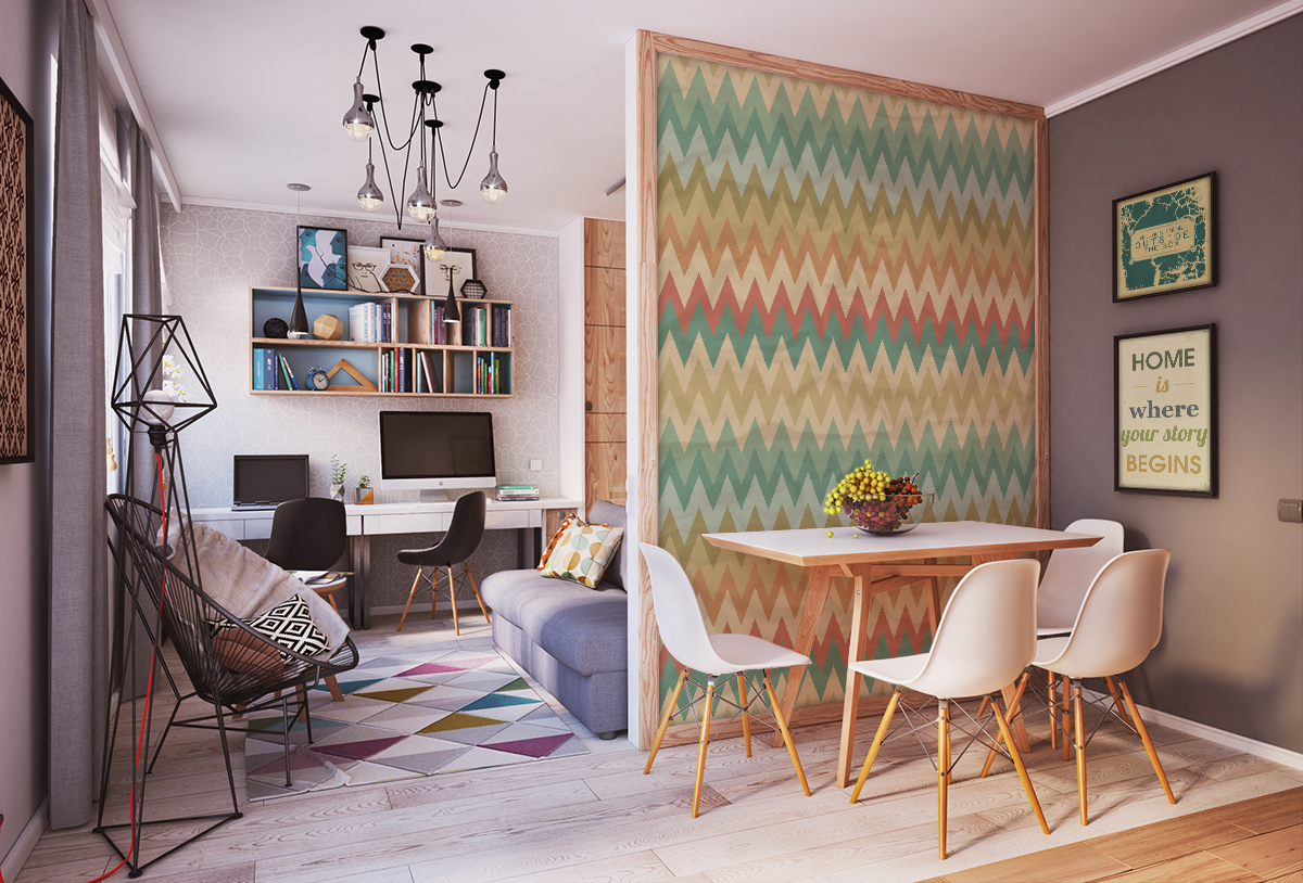 Colored zig zag • Dining room - Contemporary - Art & lifestyle - Textures and patterns - Wall Murals - Posters