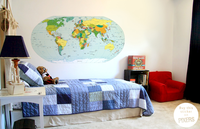 world map • Scandinavian - Kids room