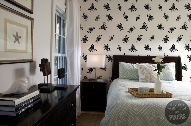Black roses pattern • Classic - Bedroom