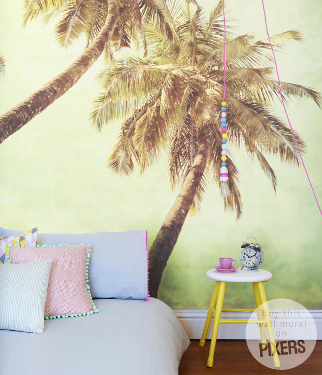 Sun Beams on Palm Tree • Contemporary - Teenager's room