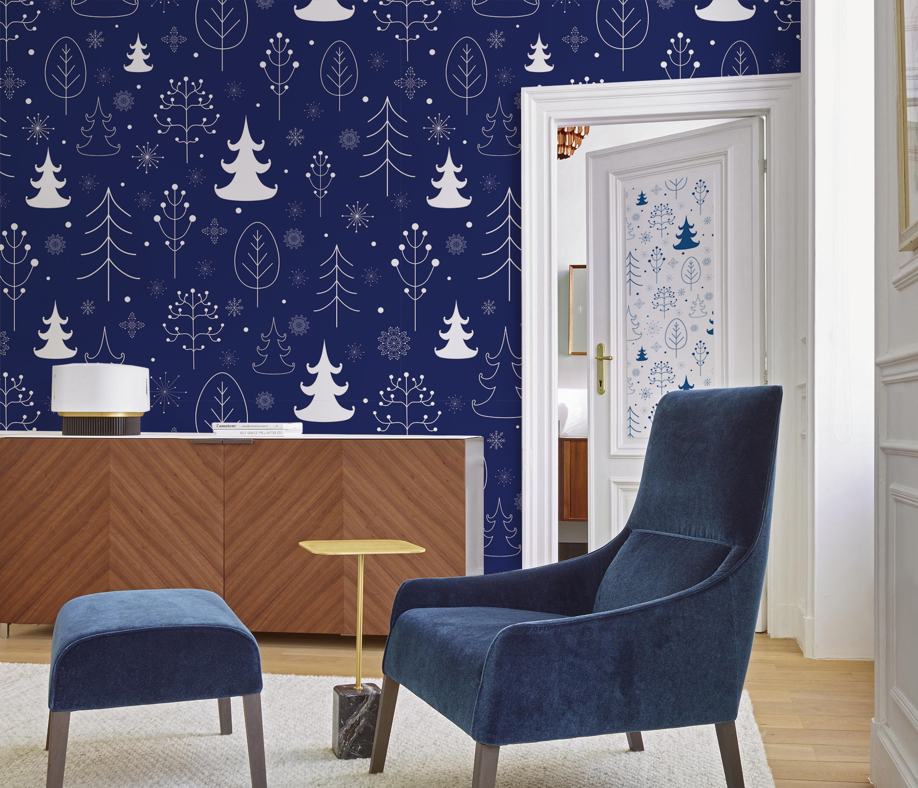 Christmas Forest • Living room - Retro - Wall Murals - Stickers - Textures and patterns - Flowers and plants