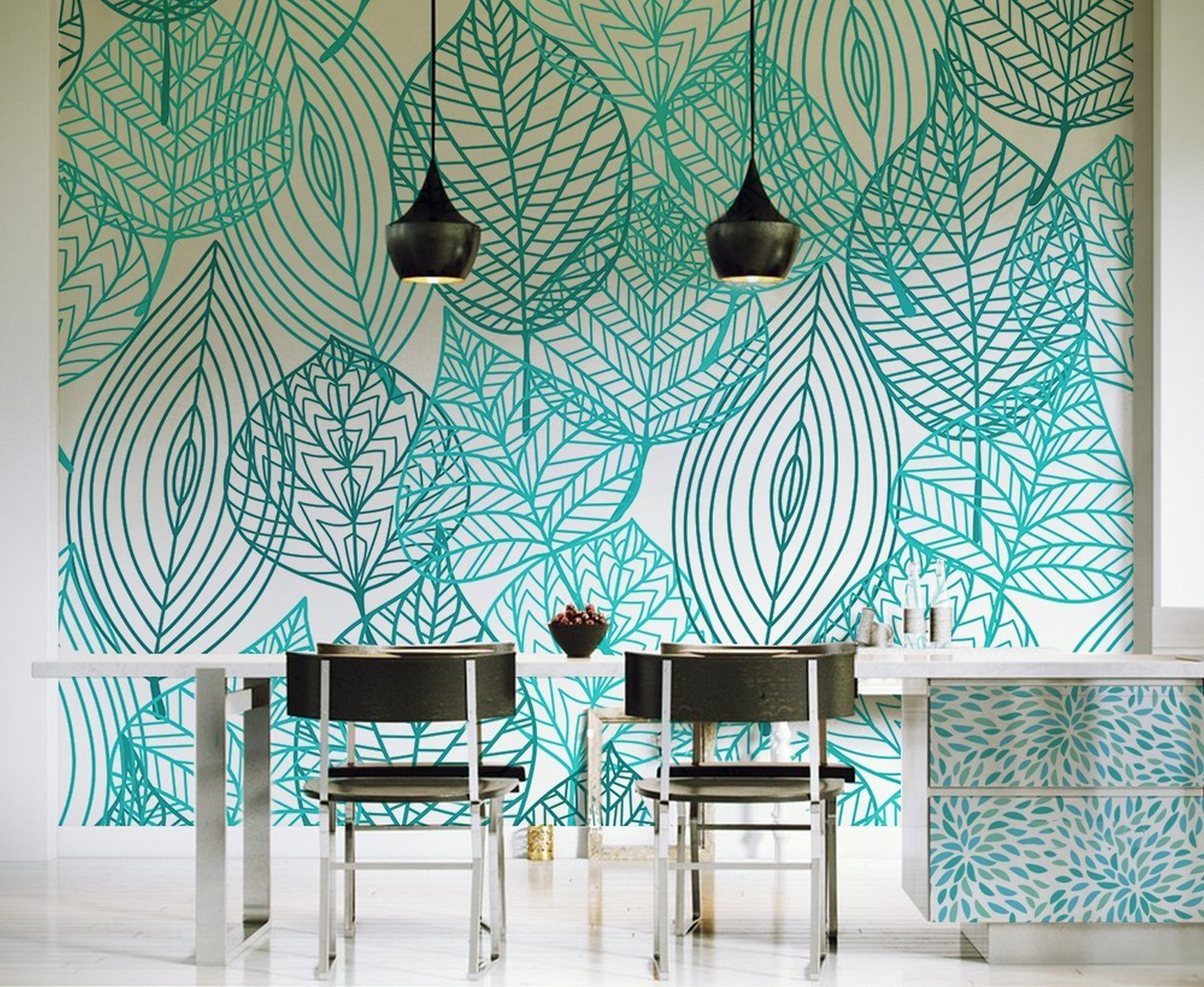 Light Sky • Dining room - Scandinavian - Flowers and plants - Wall Murals - Stickers