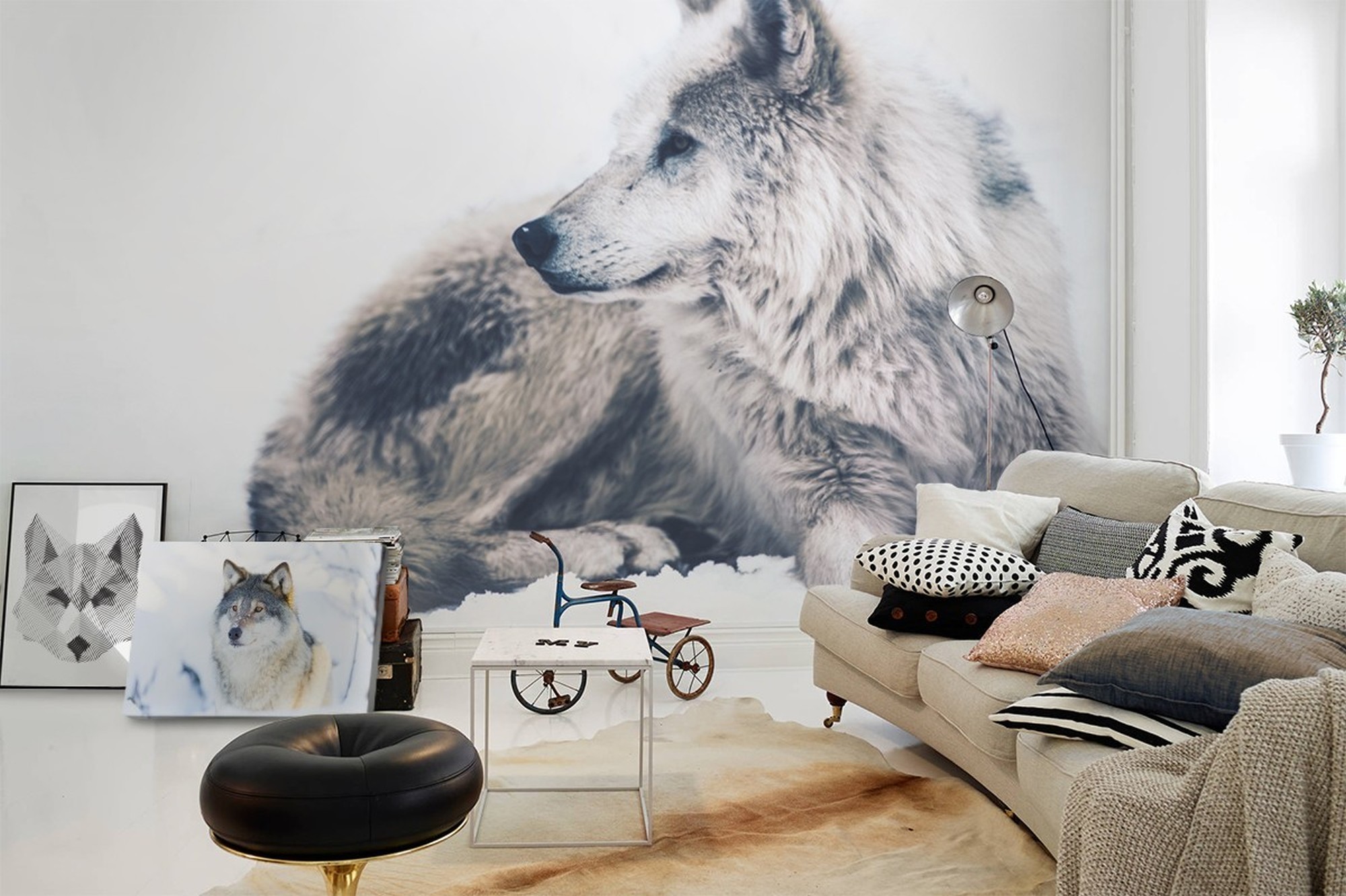 Howling wolf • Scandinavian - Living room - Animals - Wall Murals - Prints - Posters