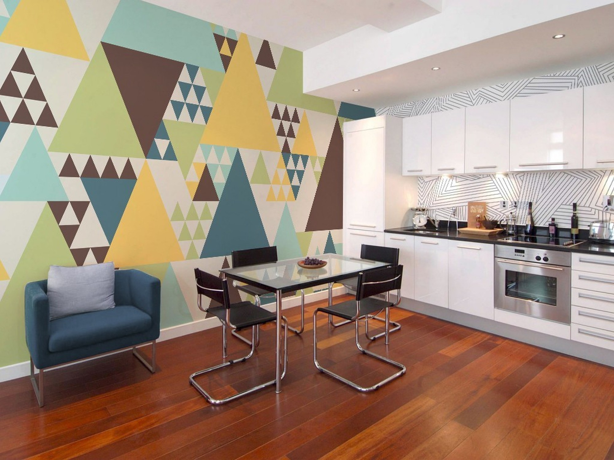 Triangle Walk • Kitchen - Contemporary - Textures and patterns - Wall Murals - Stickers