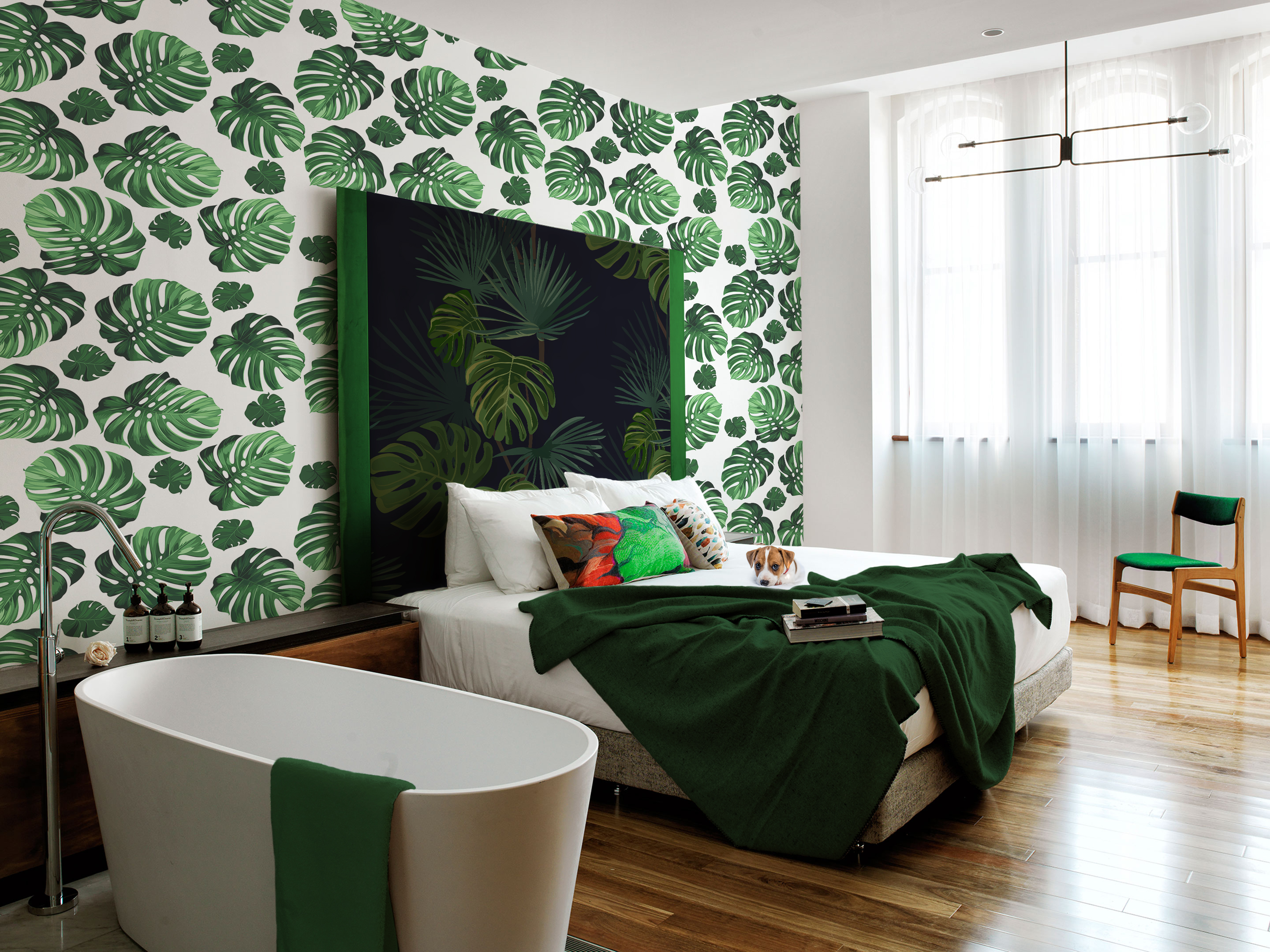 Under the palm leaf • Contemporary - Bedroom - Flowers and plants - Wall Murals - Stickers