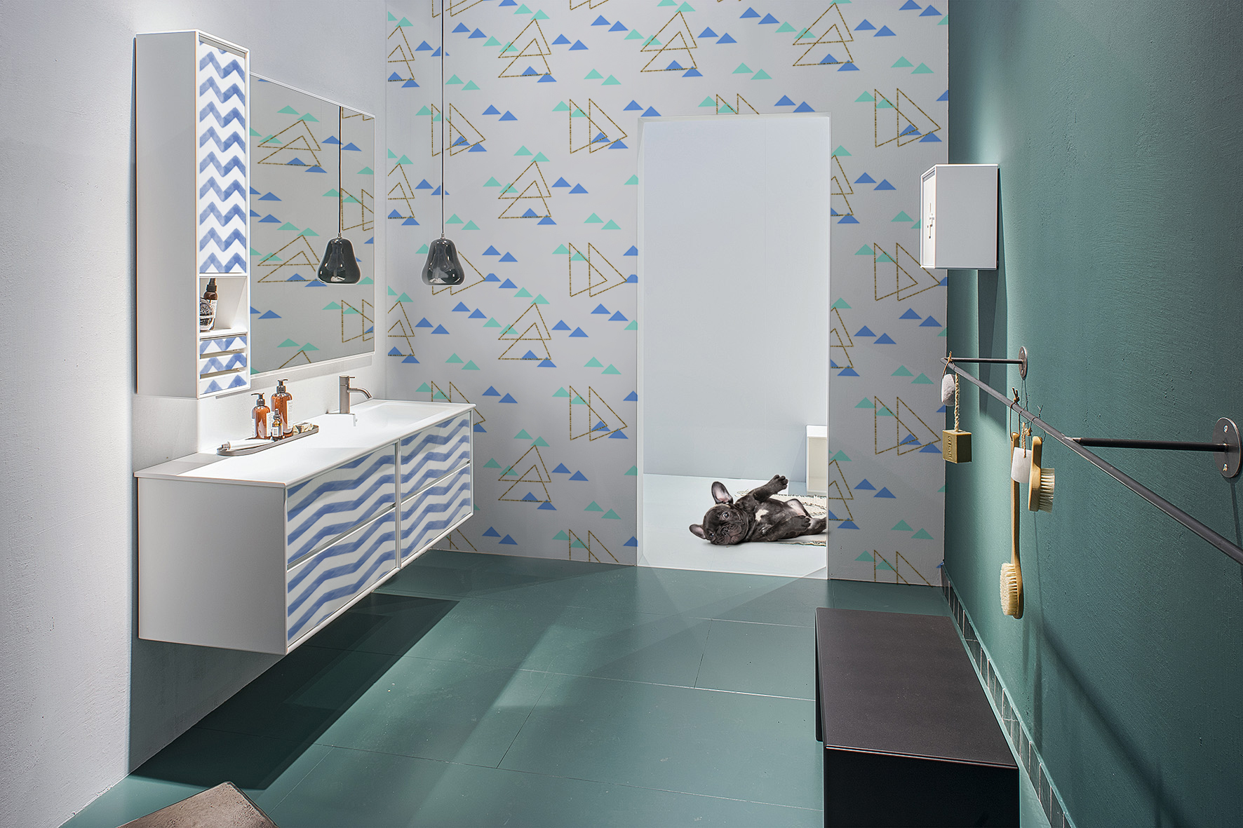 Ubiquitous geometry • Bathroom - Contemporary - Textures and patterns - Wall Murals - Stickers