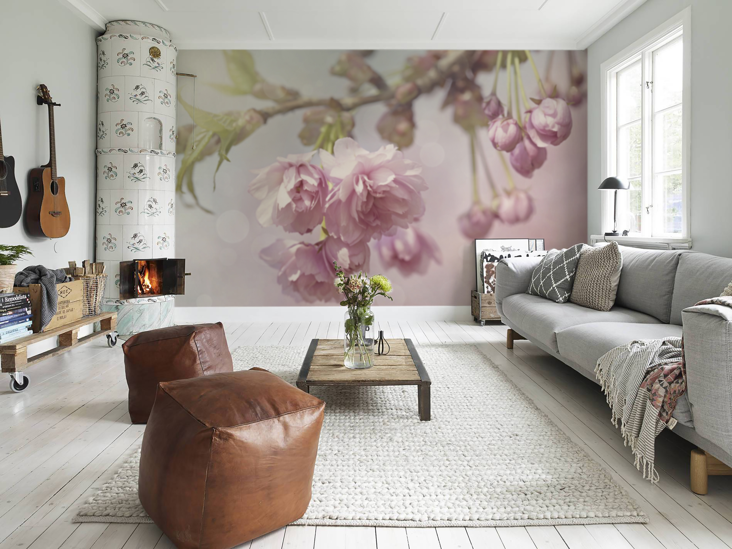Pink spring • Scandinavian - Living room - Nature - Wall Murals