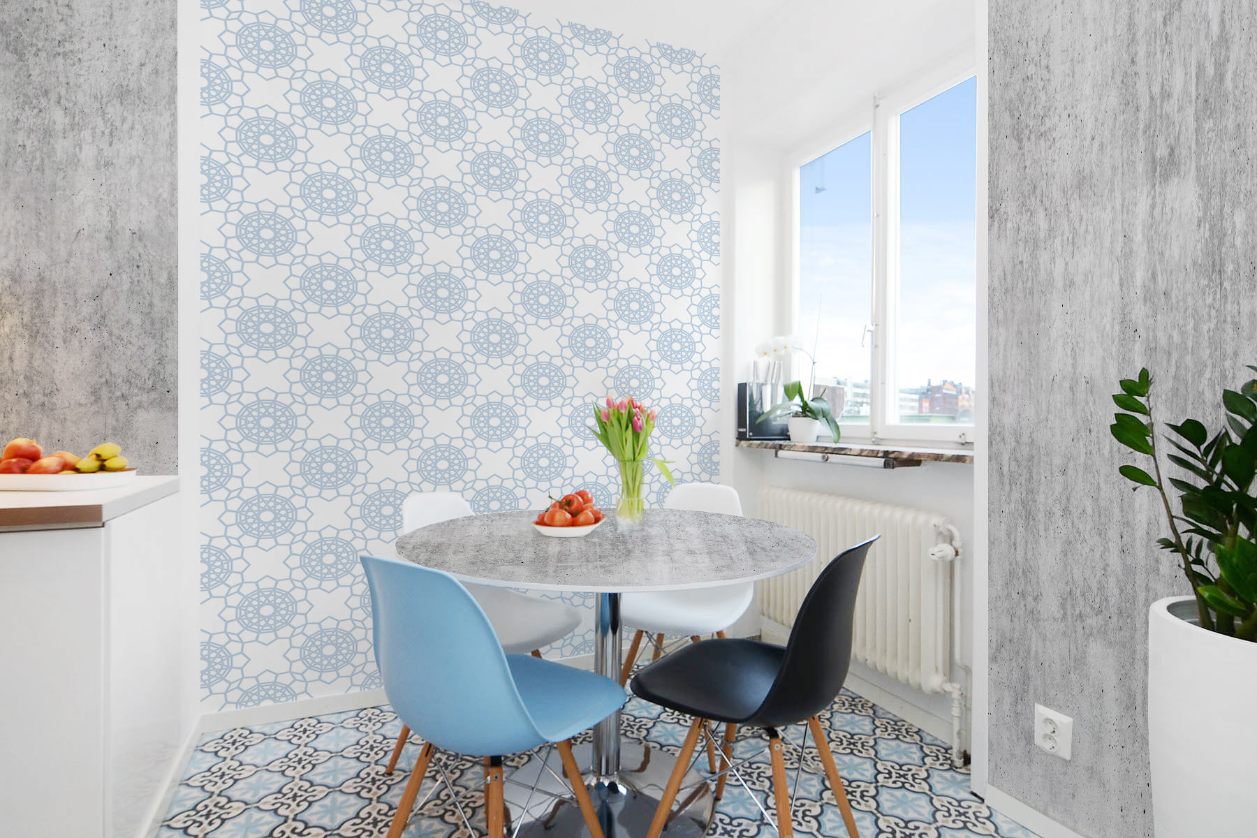 Flower mosaic • Dining room - Kitchen - Contemporary - Textures and patterns - Wall Murals