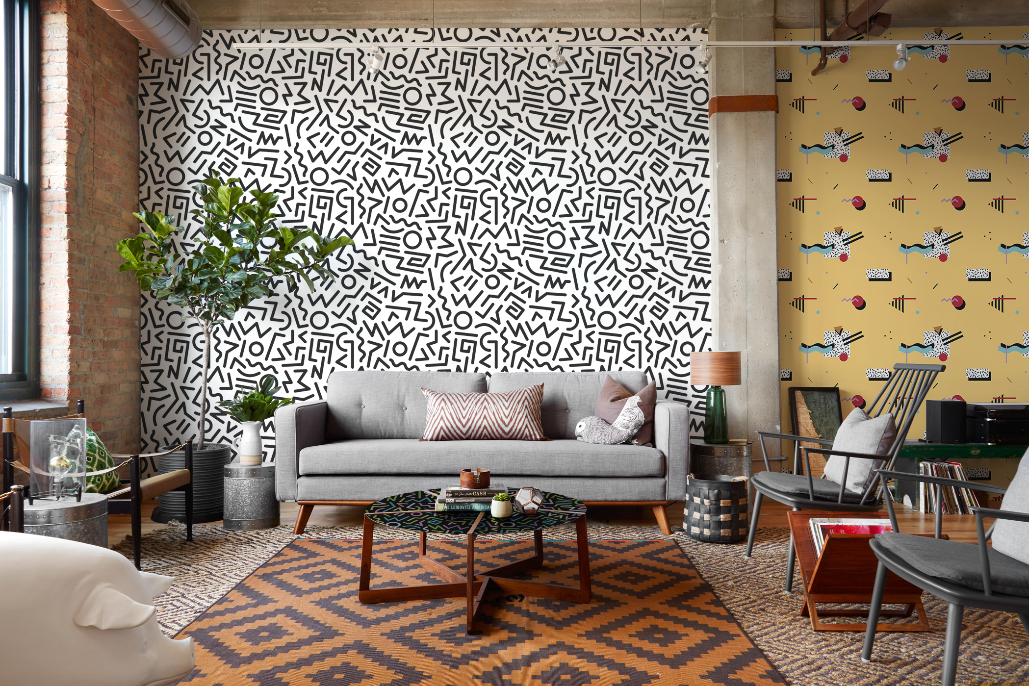In the labyrinth • Living room - Contemporary - Abstraction - Black and white - Wall Murals