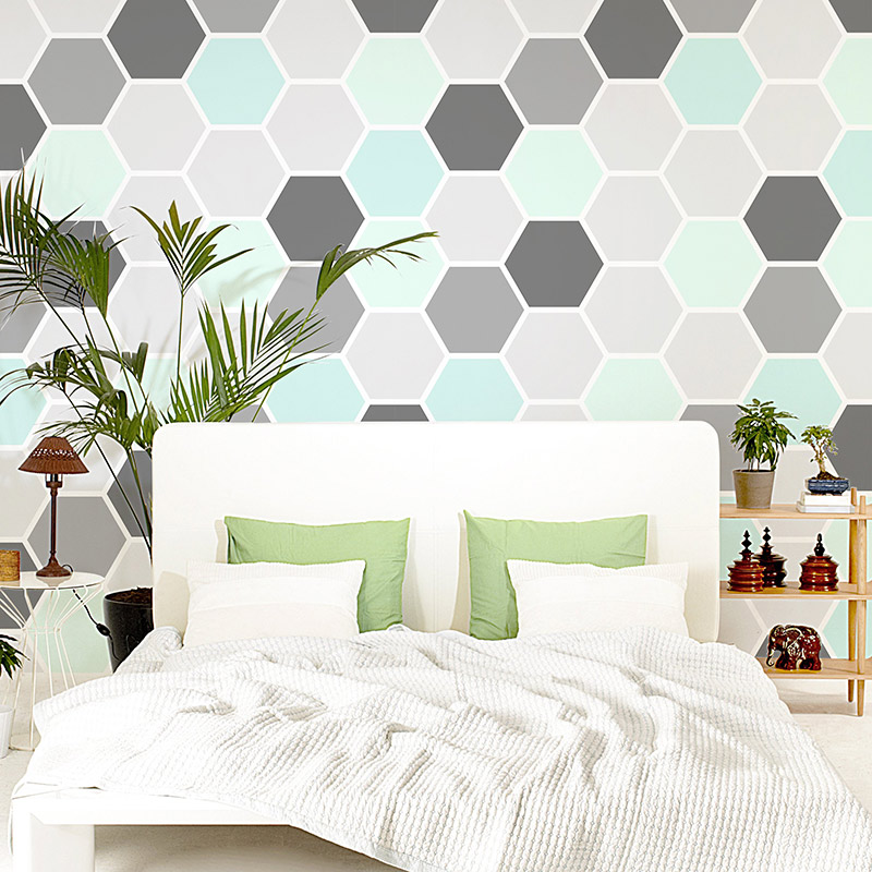Mint bedroom • Contemporary - Bedroom - Textures and patterns - Wall Murals
