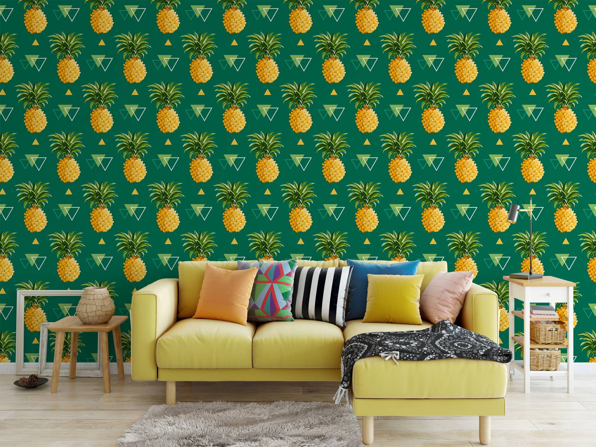 Greenery and pineapples • Living room - Contemporary - Nature - Wall Murals