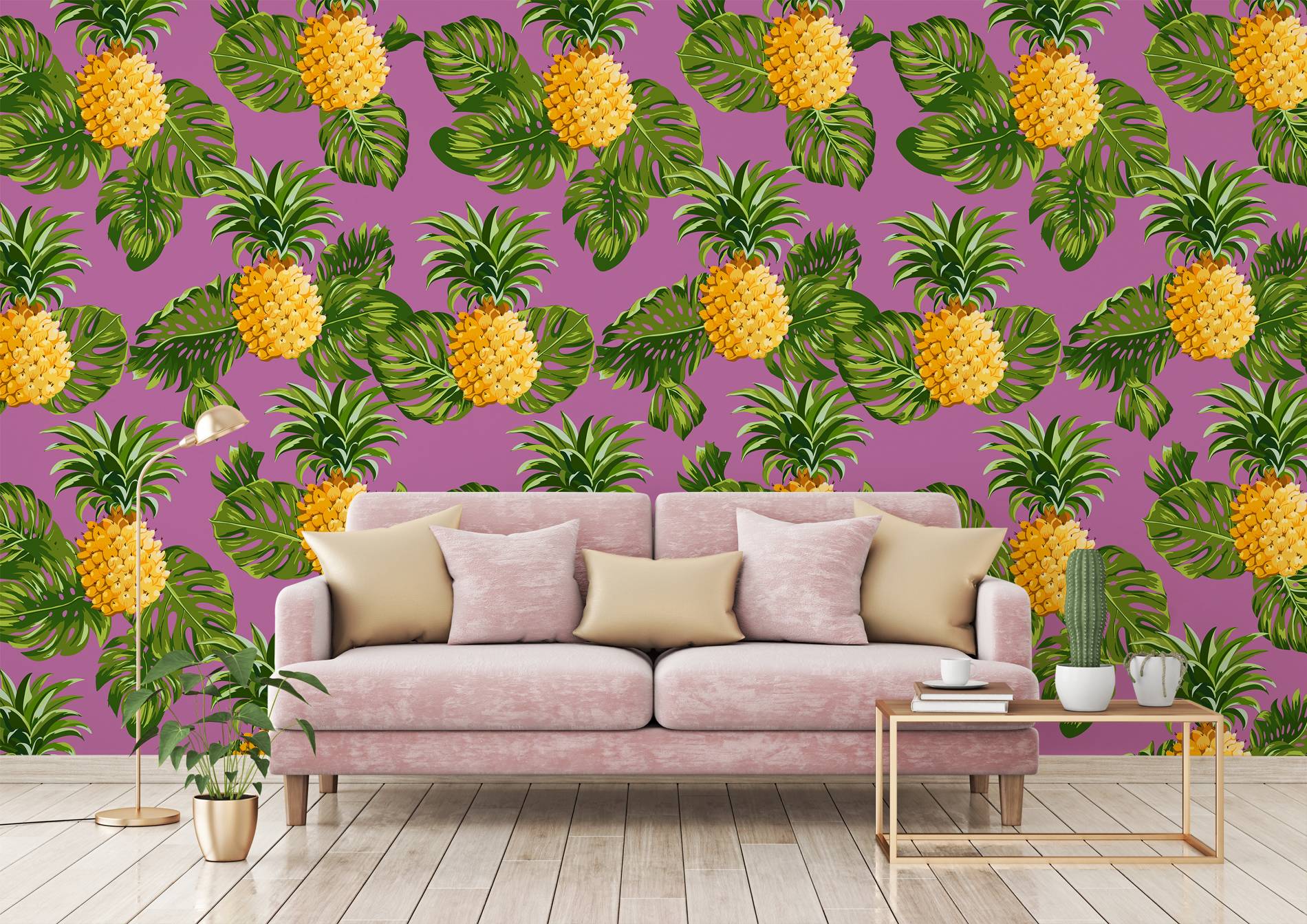 Hypnotic pineapples • Living room - Contemporary - Nature - Wall Murals