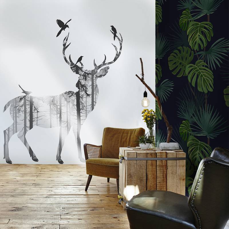 In the tone of nature • Living room - Rustic - Nature - Wall Murals - Stickers