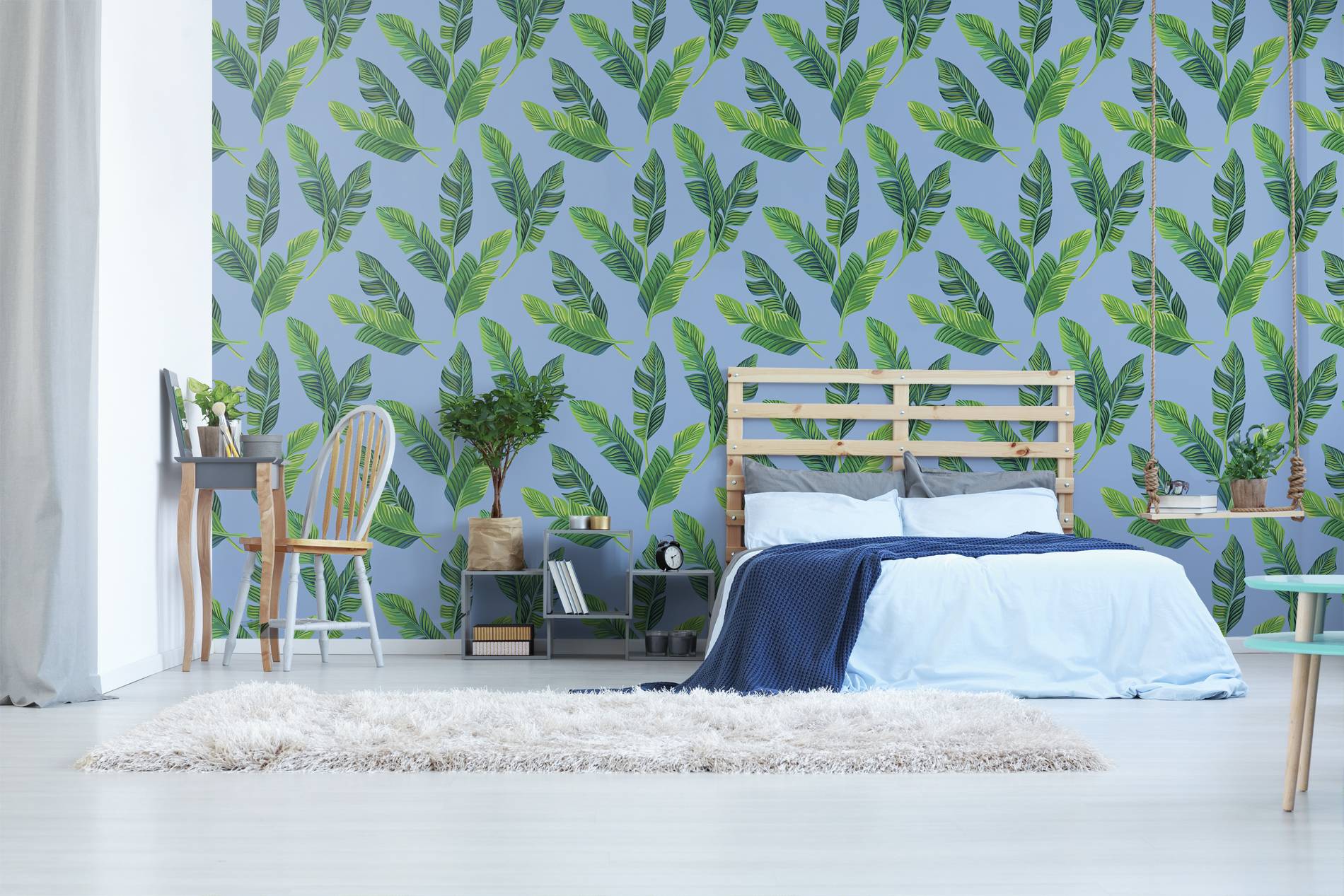 Bedroom in the shade of leaves • Contemporary - Bedroom - Nature - Wall Murals