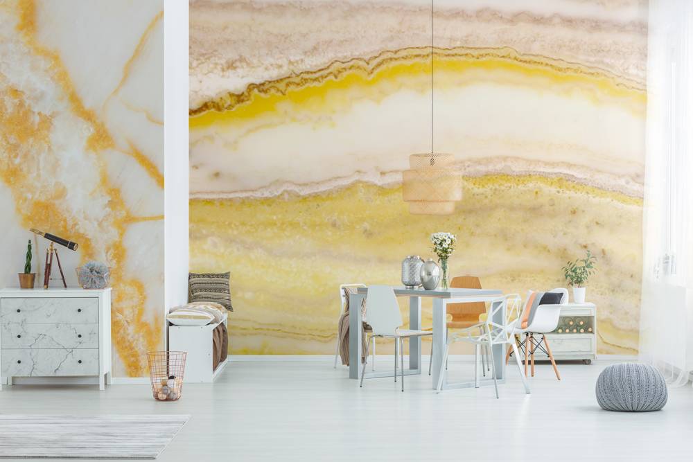 Yellow fantasy • Living room - Contemporary - Abstraction - Textures and patterns - Wall Murals - Stickers