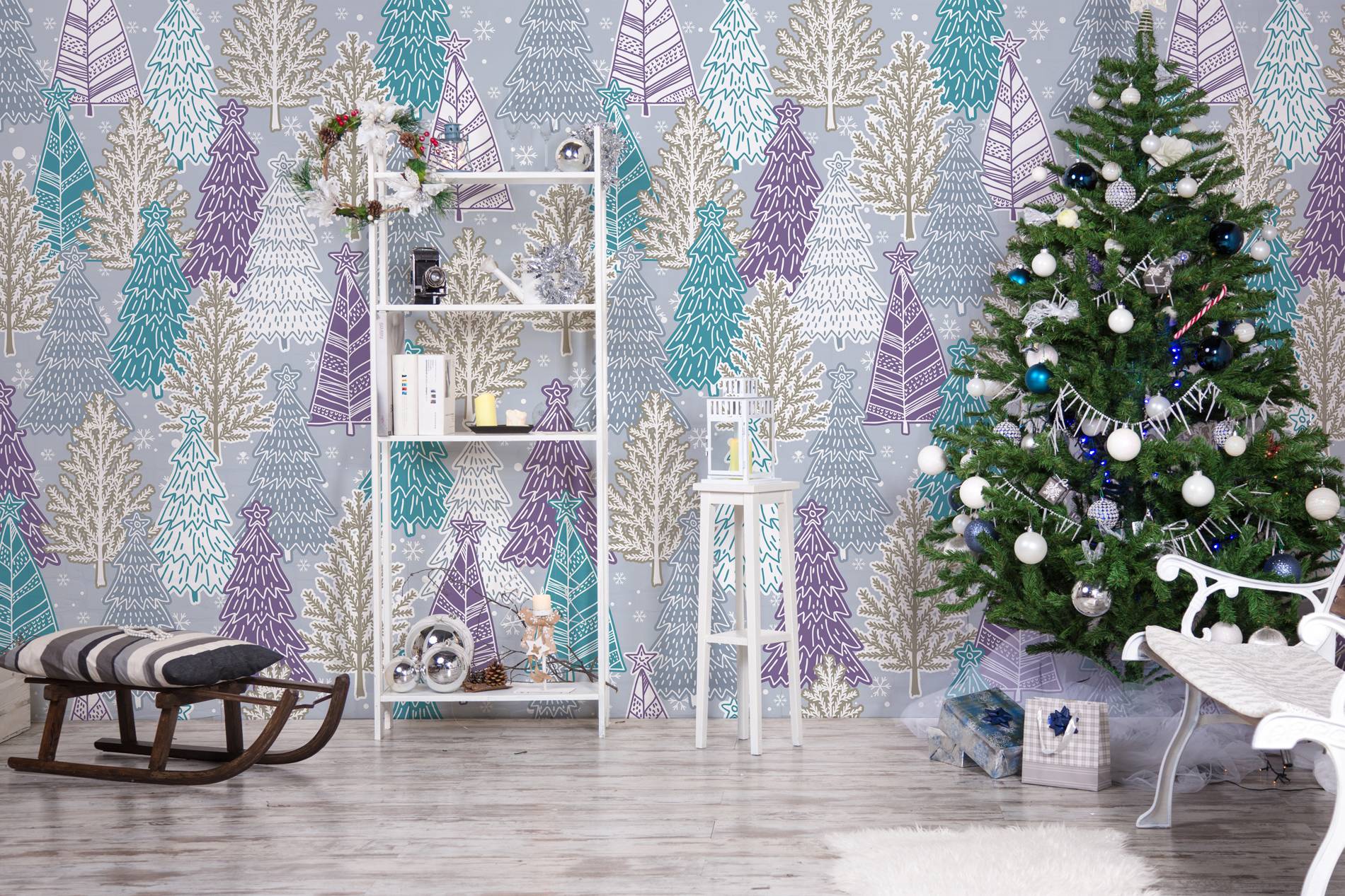 christmas tree pattern • Scandinavian - Living room - Wall Murals