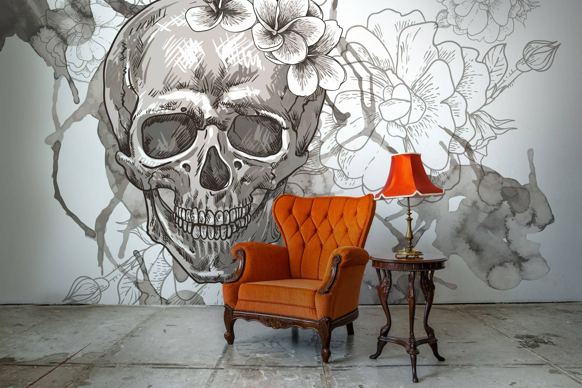 grays and oranges • Vintage - Living room - Art & lifestyle - Wall Murals