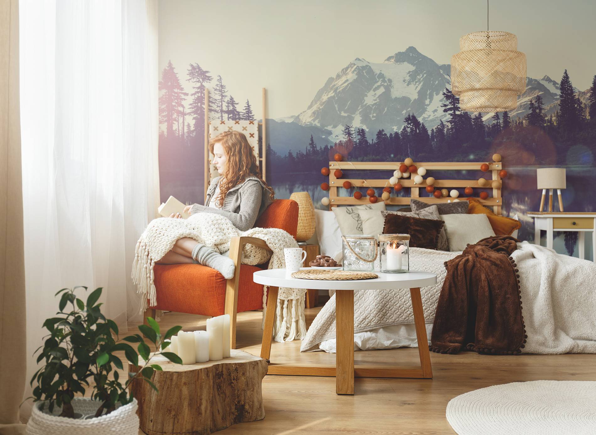 mountain views • Contemporary - Bedroom - Nature - Wall Murals