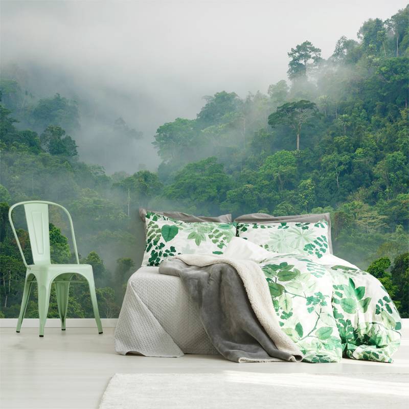 a forest in the fog • Contemporary - Bedroom - Nature - Wall Murals