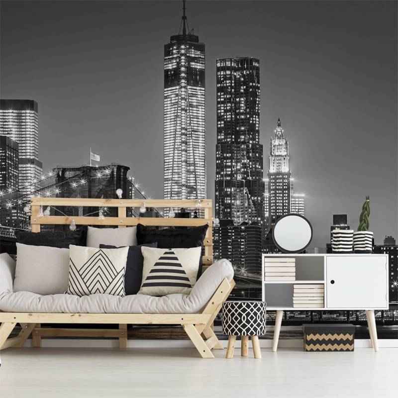 Urban lights • Living room - Contemporary - Architecture and buildings - Wall Murals