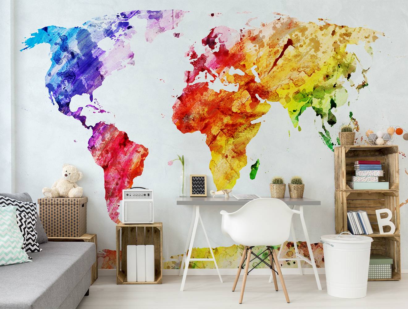 In travel • Contemporary - Teenager's room - Wall Murals - Maps and flags