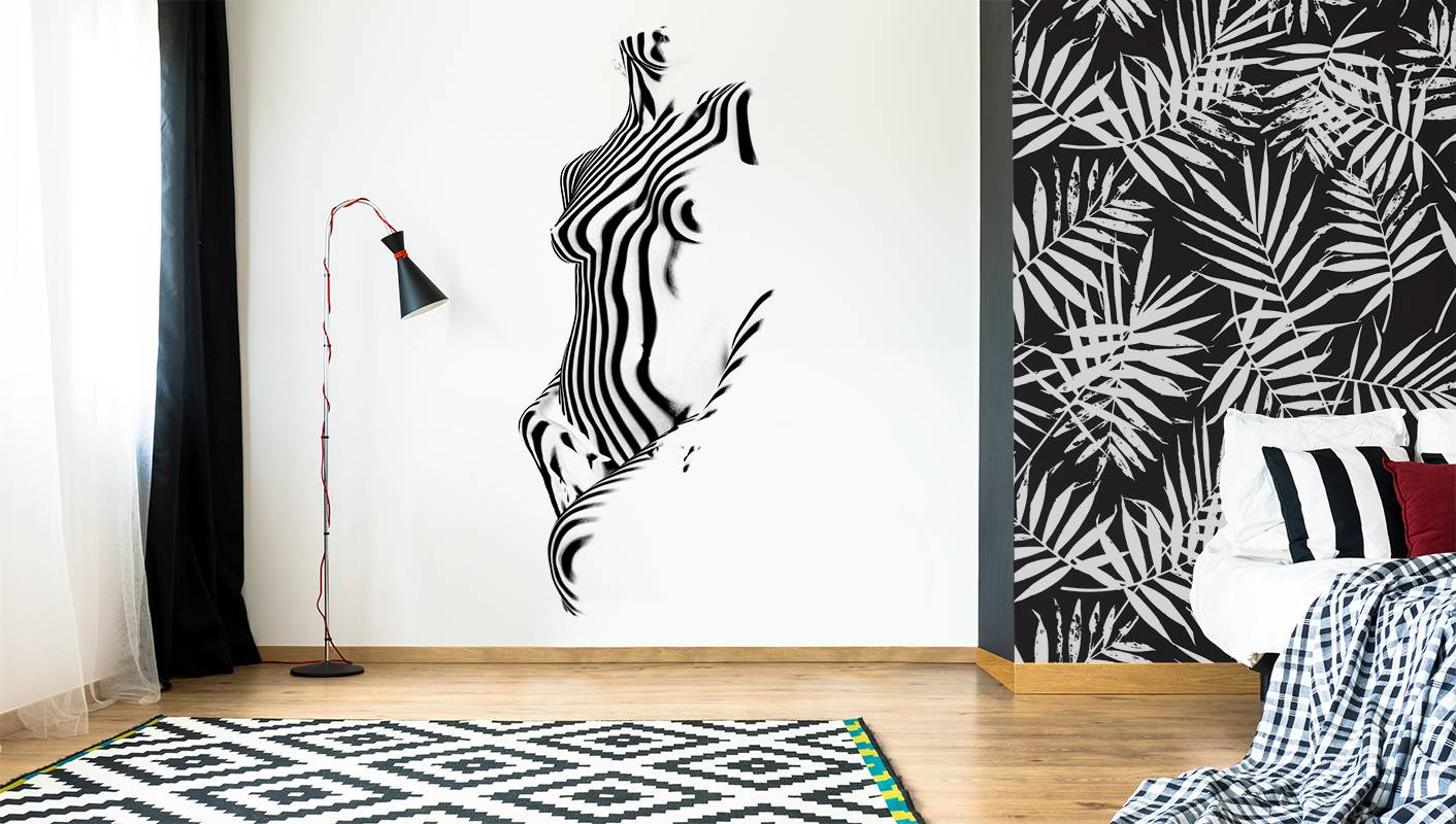 Black and white fantasies • Contemporary - Bedroom - Abstraction - Nature - Black and white - Wall Murals