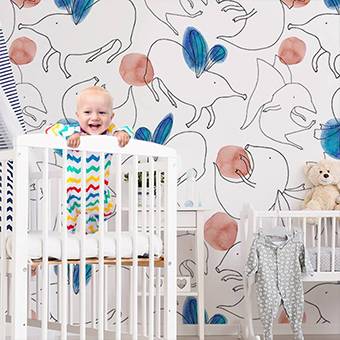Abwaschbare Fototapete für das Kinderzimmer - Fliegende fabelhafte Tiere