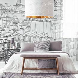 Fototapete für das Wohnzimmer - Pariser Dächer und der Eiffelturm