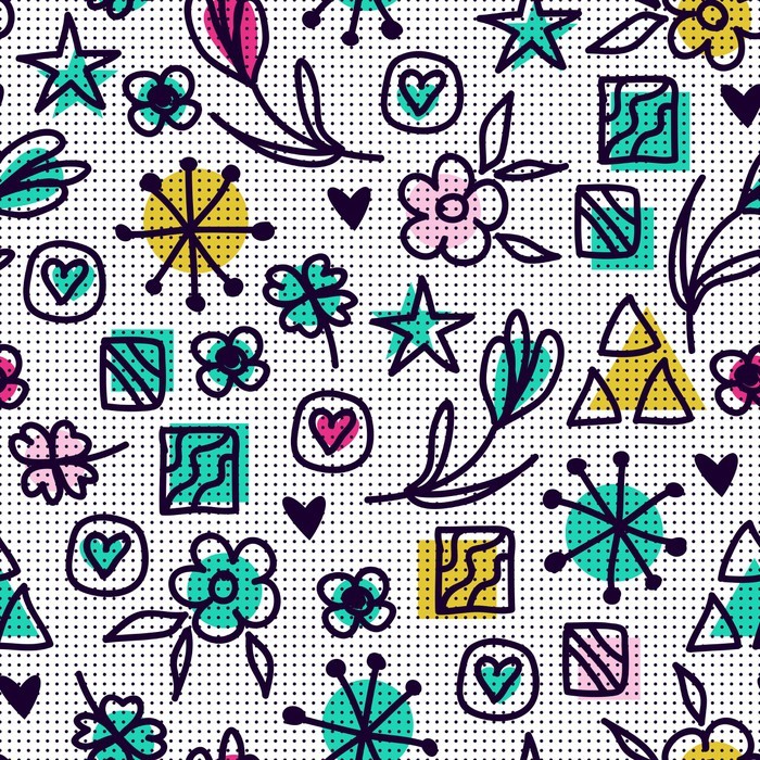 seamless hand drawn pattern Wall Mural - Vinyl -