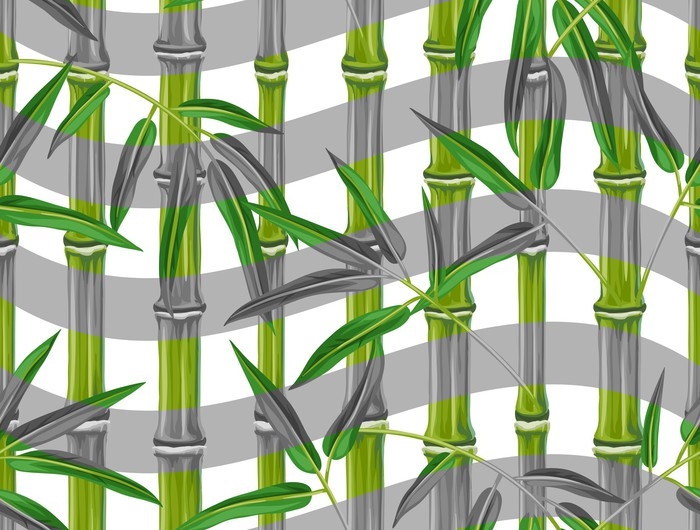 Poster Green bamboo stems seamless pattern 