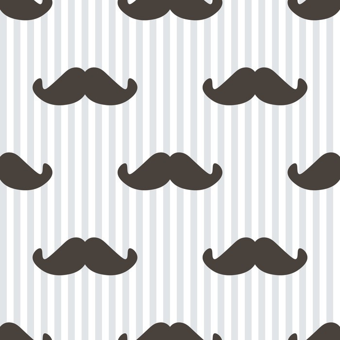 Flat design, vector hipster moustache and stripes seamless pattern background. Wall Mural - Vinyl -