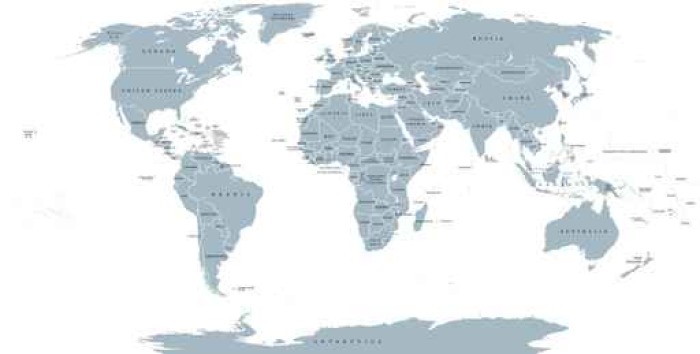 podrobná mapa světa Nálepka Pixerstick Světová politická mapa. Podrobná mapa světa s  podrobná mapa světa