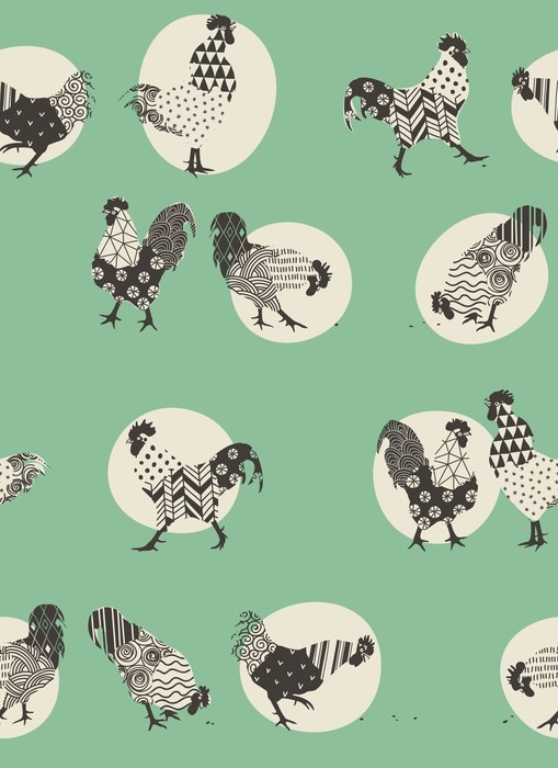 roosters Self-Adhesive Wall Mural - 