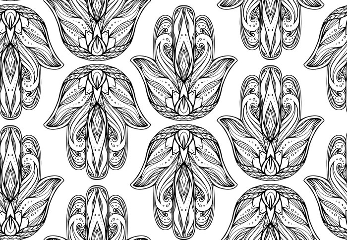 fototapete nahtlose muster mit kontur illustration von hamsa mit boho muster hand von buddha vector hintergrund fr tapeten wrapper druck auf t shirts - Boho Muster fototapete nahtlose muster mit kontur illustration von hamsa mit boho muster hand von buddha vector hintergrund fr tapeten wrapper druck auf t shirts - Boho Muster