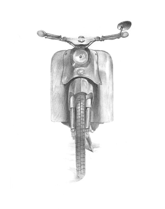 Adesivo Disegno A Matita Di Una Moto Retro Pixers Viviamo Per Il Cambiamento