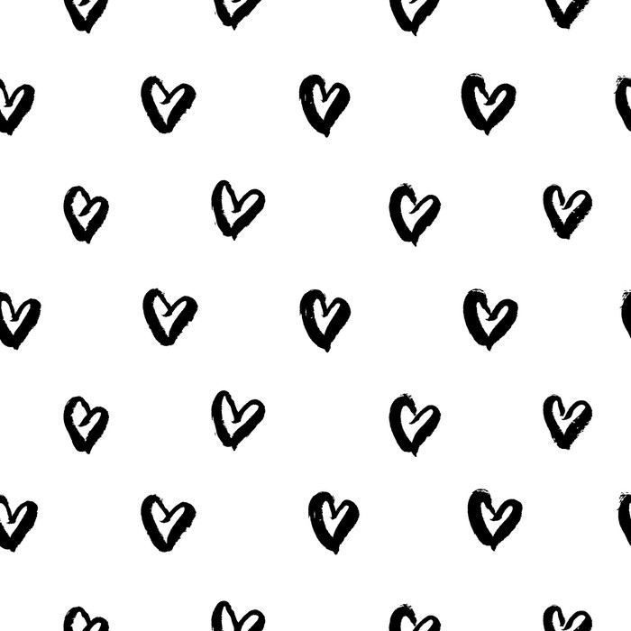 Small sketchy black hearts pattern on white background Bath Mat by  SEAFOAM12