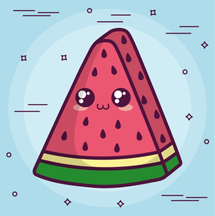 kawaii watermelon over blue background. colorful design. vector illustration Pillow Cover • Pixers® • We live to change