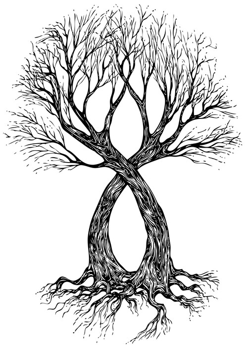 Canvas Print vector illustration tattoo design (tree) 