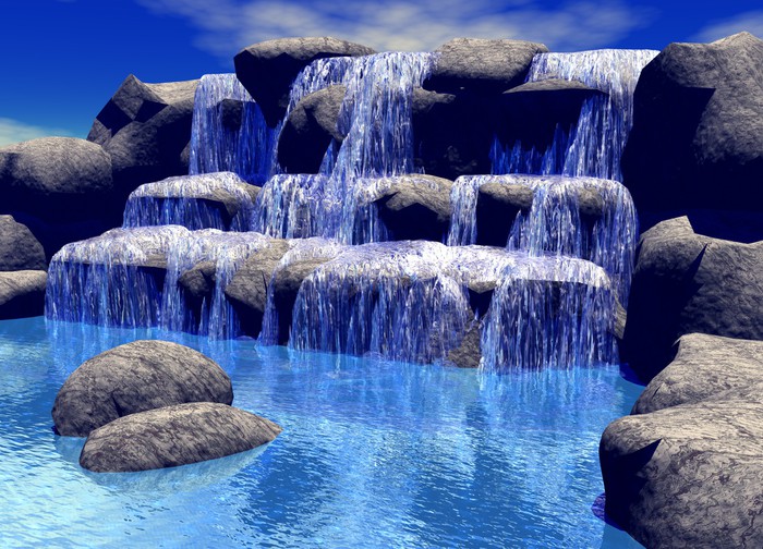 3d waterfall Wall Mural â€¢ PixersÂ® â€¢ We live to change