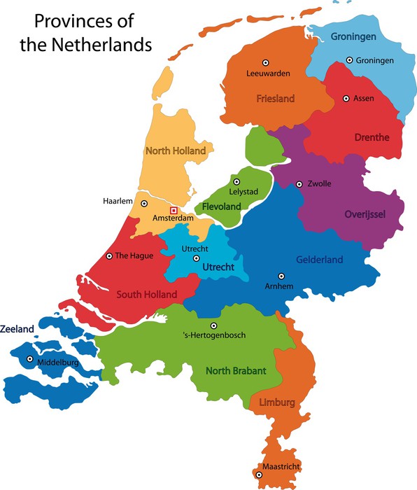 Fototapeta Mapa podziału administracyjnego Holandii 