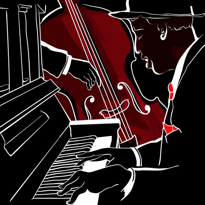 Obraz na Płótnie Ilustracji wektorowych z Piano Jazz i kontrabas