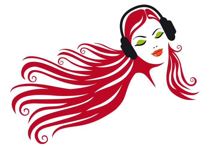 Vinilo Pixerstick Mujer con auriculares, vector • Pixers® - Vivimos