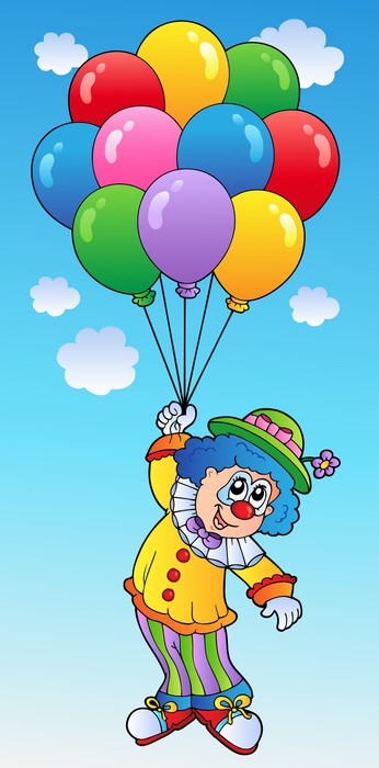 Fotomural Flying payaso con globos de dibujos animados • Pixers