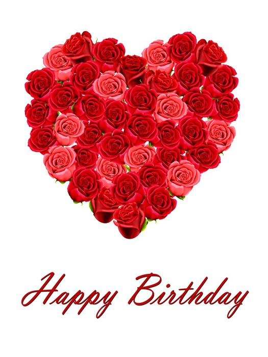Poster Joyeux anniversaire avec un coeur de roses 