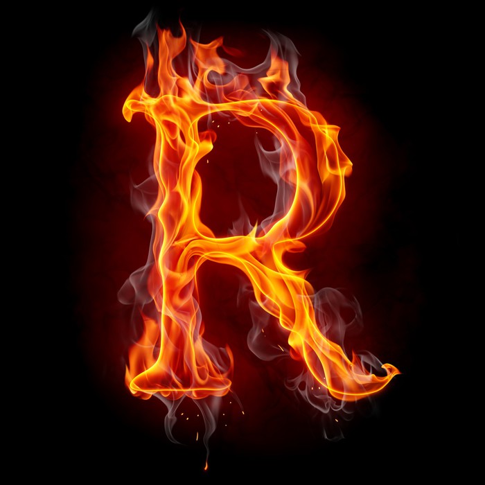 Fire font. Letter R. Wall Mural • Pixers® • We live to change