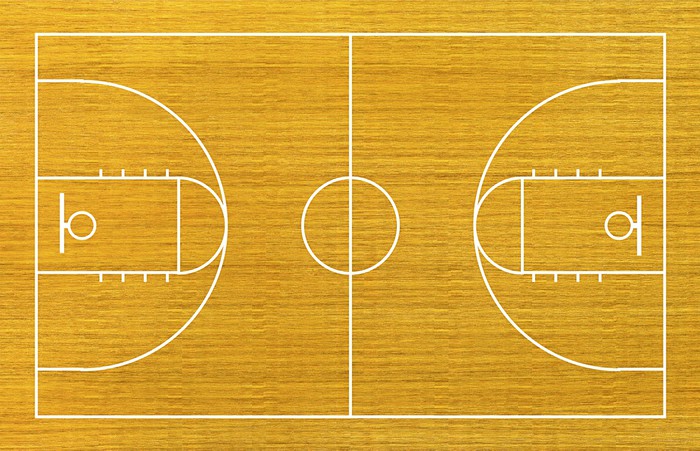 Carta da parati campo da basket su sfondo legno. • pixers® viviamo ... Misure campo basket